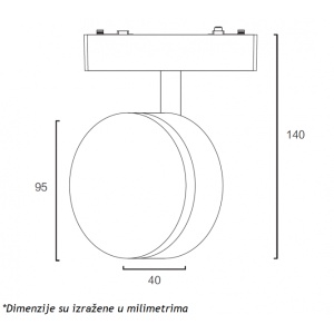 MAGNETIC SLIM SVETILJKA LED26-B90 9W 3000K 150° 48V DC CRNA - Img 2