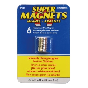 Neodijumski magnet 12x3mm 6 kom.