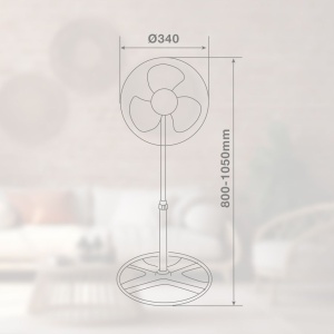 NIAROS PODNI Ventilator, PREČNIK 34CM, 37W, DO 105CM, METALNI - Img 3