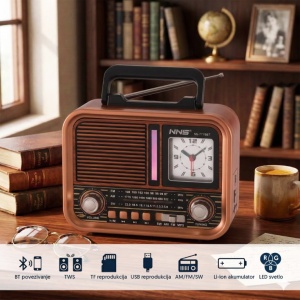 Prenosni retro RGB Bluetooth radio + sat 7778BT/B - Img 2
