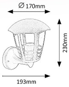 Rabalux 8618 MARSEILLE Spoljna zidna lampa, E27, 1x MAX 60W, IP44 - Img 1