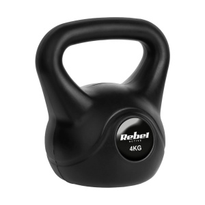 REBEL ACTIVE Bitumenski kettlebell rusko zvono teg crni 4kg RBA-2312