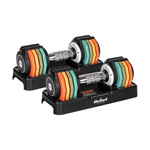 REBEL ACTIVE Podesivi set liveno-gvozdenih bučica sa automatskim sistemom par 2x5 kg korak 1 kg RBA-2334