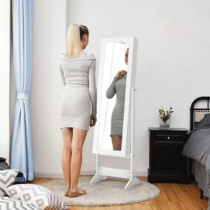 Samostojeći ormar saogledalom za nakit 144cm Beli - Img 2