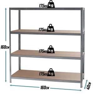 SuperHome 160x160x40cm 4x175kg Metalna Montažna Polica - Img 2
