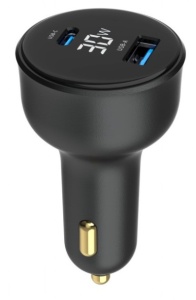 TA-UC-AC2PD30LCD-CAR-01 Gembird 2-port USB brzi punjac za auto, Type-C PD, LCD, 30W, black - Img 3