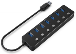 UHB-U3P7P-01 Gembird 7-port USB 3.1 (Gen 1) hub with switches, black - Img 1