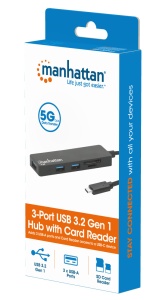 USB-C HUB 3port Manhattan 164948 3.2 G1/5Gbps/CR/Crni - Img 2