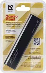 USB Hub 4 port Defender 2.0 Black Quadro Promt - Img 2