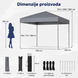 Venturo Garden 3x3m Sivi Paviljon sa mehanizmom - Img 3