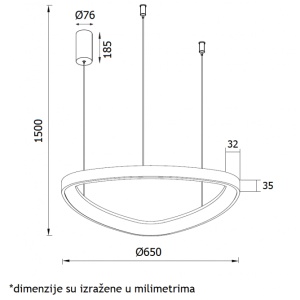 VESTA 520 VISILICA 48W 3000K BELA (O 650 mm)