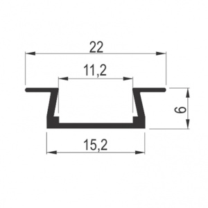 XL LED PROFIL UGRADNI 2206 CRNI (38020001)