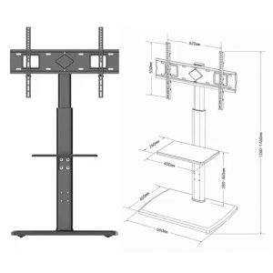 Xstand 32/75 podni pokretni nosač za TV/VESA 600x400/Rotacija +25~-25°/do 40kg - Img 2