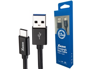 Xwave Kabl USB Tip C muški na Tip A muški 1.2M 3A, PVC crni pvc - Img 1