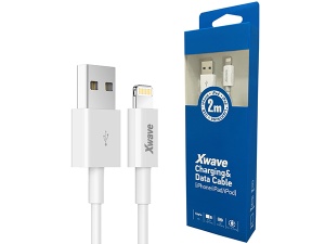 Xwave USB IPHONE 2M 3A,lightning,PVC beli