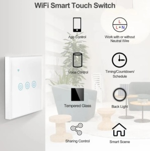 ZIGBEE-SMART-4 GANG-RSH-SP004-EU Gembird 4 Smart bezicna prekidaca,APP glasovna kontrola Glass Touch - Img 2