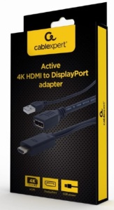 A-HDMIM-DPF-01 Gembird Active 4K HDMI to DisplayPort adapter, black - Img 3