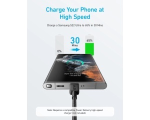 ANKER 322 USB tip-C na USB tip-C kabl M/M 1.8m, 60W, pleteni, crni