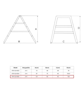 ATON Aluminijumske sklopive stepenaste merdevine 2x5 1.21m ATN-DLH505 - Img 2