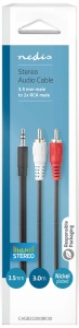 CAGB22200BK30 Stereo audio kabl, 3,5 mm muški, 2x RCA muški, Niklovani, 3,00 m, Crni - Img 2