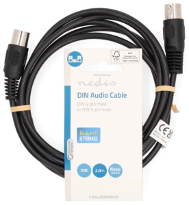 CAGL20000BK20 DIN Audio Kabl, DIN 5-Pin Muski, DIN 5-Pin Muski, Niklovan, 2.00 m, Okrugli, PVC, Crni - Img 3