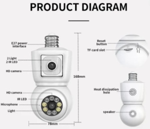 CAM-IP6MP-Q3 GMB PTZ kamera 6mpix microSD iCSee xmeye Two-way voice 2x3,6mm SIJALICNO GRLO E27