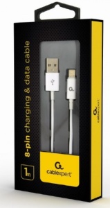 CC-USB2P-AMLM-1M-W Gembird 8-pin charging and data cable, 1m, white - Img 1
