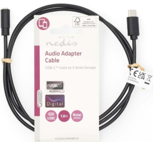 CCGL65960BK10 Adapterski kabl sa USB-C muski na 3,5mm zenskii sa 4-pina, 1m