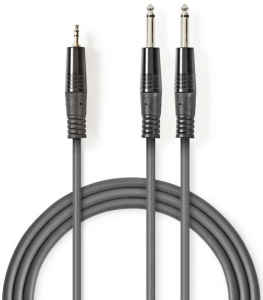 COTH23200GY15, Stereo audio kabl, 2x 6,35 mm muški, 3,5 mm muški, Niklovani, 1,50 m, Okrugli, sivi - Img 3