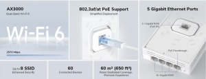 Cudy AP3000 Wall,AX3000 zidna Wi-Fi 6 pristupna tacka,4-Stream Dual-Band ,2402 Mbps + 574 Mbps - Img 2
