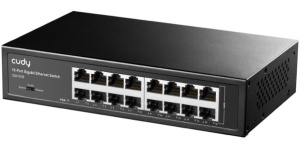 Cudy GS1016 16-Port 10/100/1000M Switch,16x Gbit RJ45 port, rackmount (Alt. PFS3016-16G)