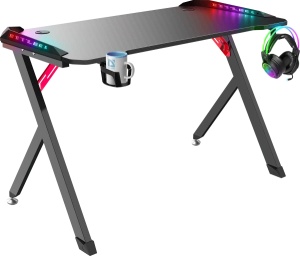 Gaming sto Defender Spirit 75cmx120cmx60cmx15mm/Backlight/držač za čase/crni