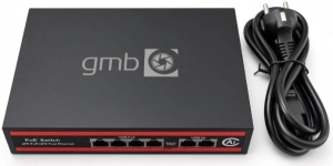 GMB POE Switch FS1006P,IEEE802.3af/at, 4 PoE 10/100M, 2 UP-link 100/100M,52V 65W, 30W/PoE, VLAN 250m
