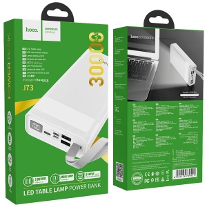hoco. Power bank 30000mAh, Micro-USB / Tipe-C ulaz, lampa - J73 Powerful, White - Img 2