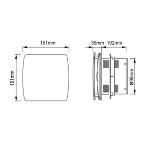 Izduvni ventilator 150x150mm 12W crni - Img 2