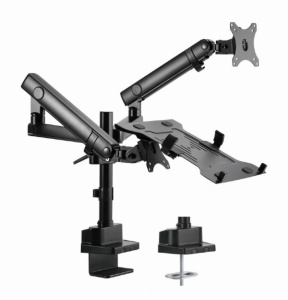 MA-DA3-02 Gembird Podesivi stoni drzac za monitor tilt, 17-32 max.2x8kg +nosac za laptop,full-motion - Img 2