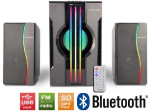 Microlab G200BT Aktivni zvucnici 2.1 25W (15W, 2x5W) 3,5mm, SD, USB, FM, Bluetooth, daljinski, LED - Img 3