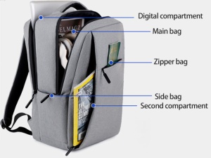 NCC-15-KLB012 Gembird Ranac poslovni Sivi za laptop 15,6inc 41x30x15cm USB konektor, 950g - Img 2