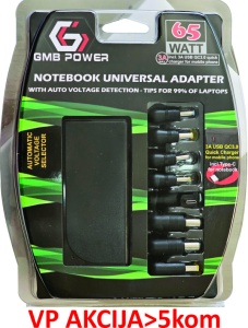 NPA-AC7D **Gembird univerzalni laptop punjac AC 65W sa Tip-C + QC3.0 mob. brzi punjac 3A, auto(1640) - Img 3