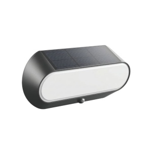 Ovalna solarna zidna lampa sa senzorom pokreta, 5W, 500lm, 4000K, crna