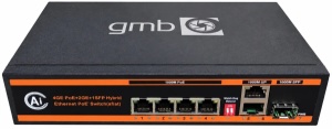 POE-GS1006PS1 GMB Switch,4 PoE 100/1000M, 2 UP-Link 100/1000M +1 SFP port,52V 65W,30W/PoE,VLAN,250m - Img 3