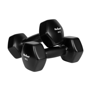 REBEL ACTIVE Bučice tegovi za ruke HEX liveni vinilni par 2x6kg RBA-2340-6 - Img 2