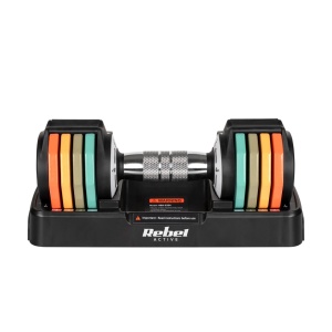 REBEL ACTIVE Podesivi set liveno-gvozdenih bučica sa automatskim sistemom par 2x5 kg korak 1 kg RBA-2334 - Img 3