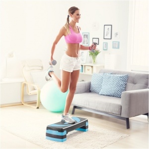 REBEL ACTIVE Step klupa za aerobik i fitnes sa 3 nivoa visine crno-plava RBA-3225-BL - Img 4