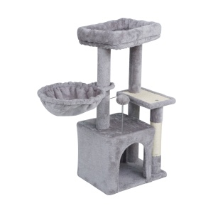 REBEL ANIMALS Grebalica za mačke sa platformom i igračkama siva 80cm RA-1003