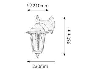 Spoljna zidna lampa Velence E27 60W ip43 crna 8202 - Img 3