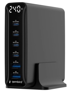 TA-UC-2A4C-PD240-01-BK Gembird 6-port 240 W GaN USB fast charger, black