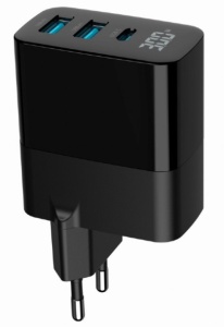 TA-UC-PDQC30LCD-BK-02 Gembird GaN USB brzi punjac, 30W 3-port (2xUSB-A+ USB-C), LCD, black - Img 2