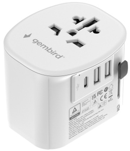 Travel adapter TPA-EU2A1C15-01-W Gembird Univerzalni, sa uzemljenjem 15W - Img 3
