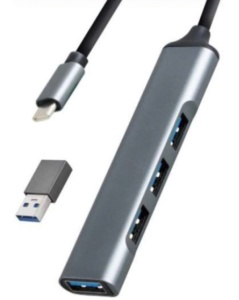 UHB-U3P4-05 ** Gembird HUB Type-C+A to 4*USB3.0 Aluminum ( 686) - Img 2